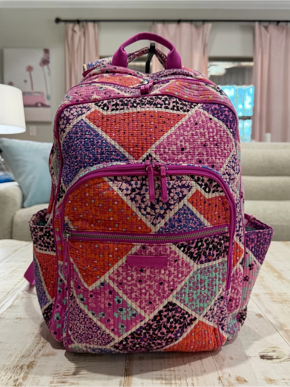 Vera Bradley Iconic Delux Campus Backpack in Patchwork Modern Medley Laptop Bag